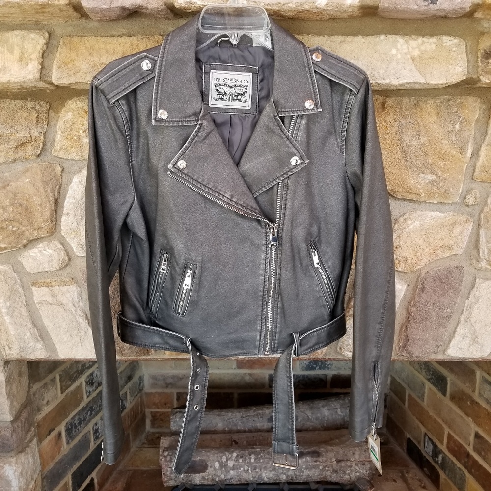 Levi's Faux Leather Moto Motorcycle Jacket Large - Picture 8 of 8